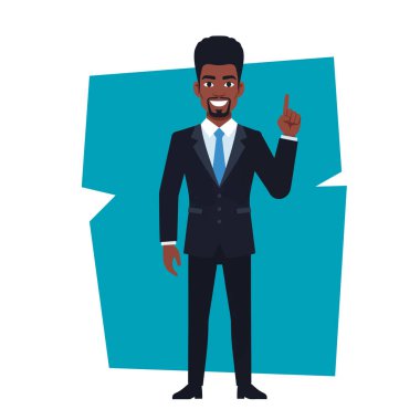 Fikir Düz Vektör İllüstrasyonlu Afro Erkek İş Adamı