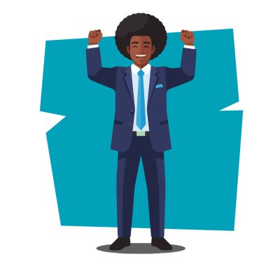 Muzaffer Afro Erkek İş Adamı Düz Vektör İllüstrasyonu