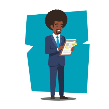 Listenin Kontrol Edilmesi: Pano ile Afro Erkek İş Adamı