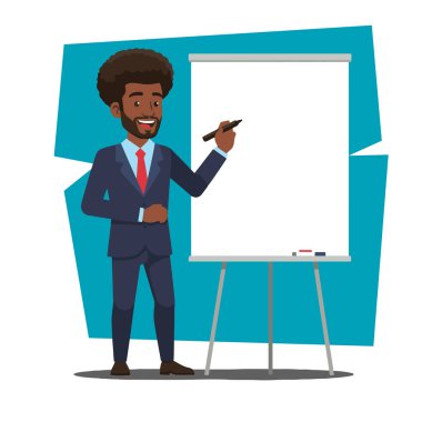 Sunan Fikirler: Beyaz Tahta 'da Afro Erkek İş Adamı