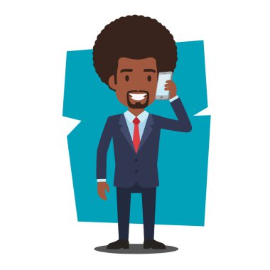 Akıllı Telefonlu Afro Erkek İş Adamı