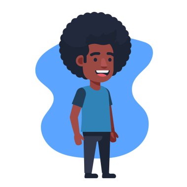 Sıradan Düz Vektör Giyen Mutlu Afro Gençler