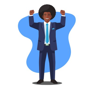 Muzaffer Afro Erkek İş Adamı Düz Vektör İllüstrasyonu