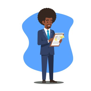 Listenin Kontrol Edilmesi: Pano ile Afro Erkek İş Adamı