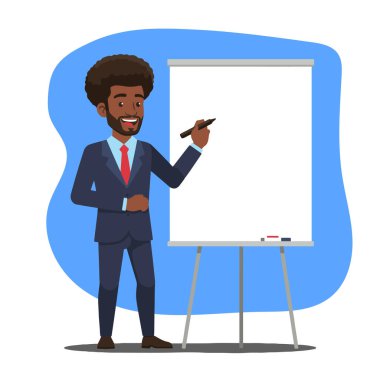 Sunan Fikirler: Beyaz Tahta 'da Afro Erkek İş Adamı