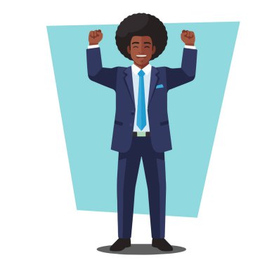 Muzaffer Afro Erkek İş Adamı Düz Vektör İllüstrasyonu