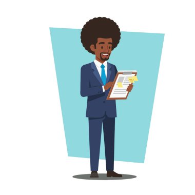 Listenin Kontrol Edilmesi: Pano ile Afro Erkek İş Adamı