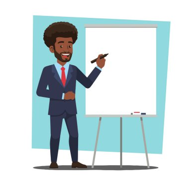 Sunan Fikirler: Beyaz Tahta 'da Afro Erkek İş Adamı