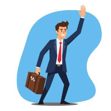 Hevesli İşadamı Bir Taksi Vektörü Resmini Yakalıyor