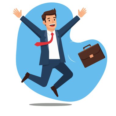 Coşkulu İşadamı Kutlama Vektörü İllüstrasyonuna Atlıyor