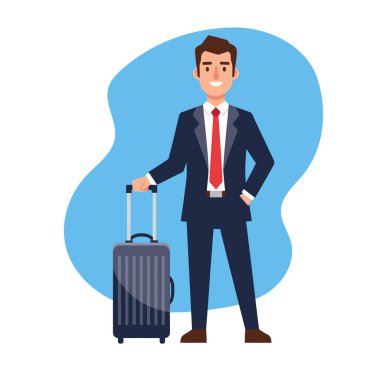 Bavullu Profesyonel İşadamı Seyahat Vektörü Resimlerine Hazır