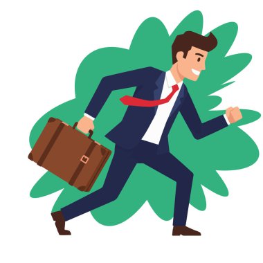 Evrak Çantası Vektör İllüstrasyonuyla Çalışan Meşgul İşadamı