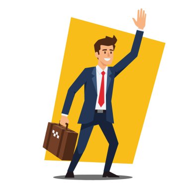 Hevesli İşadamı Bir Taksi Vektörü Resmini Yakalıyor