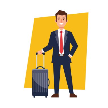 Bavullu Profesyonel İşadamı Seyahat Vektörü Resimlerine Hazır