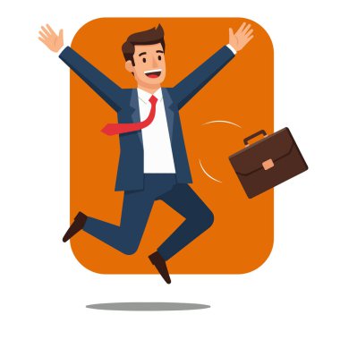 Coşkulu İşadamı Kutlama Vektörü İllüstrasyonuna Atlıyor