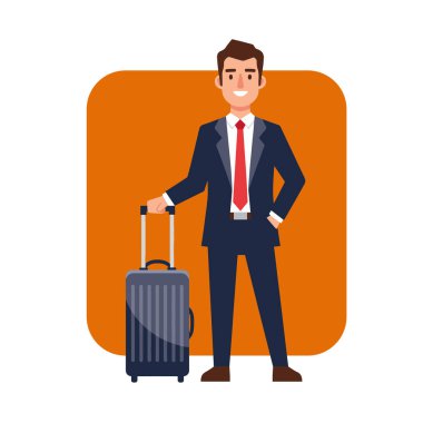 Bavullu Profesyonel İşadamı Seyahat Vektörü Resimlerine Hazır