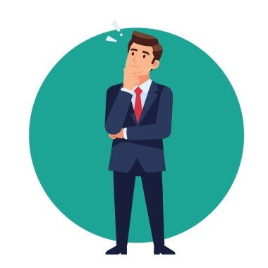 Ünlemli Dalgın İşadamı Vektör İllüstrasyonunu İşaretliyor