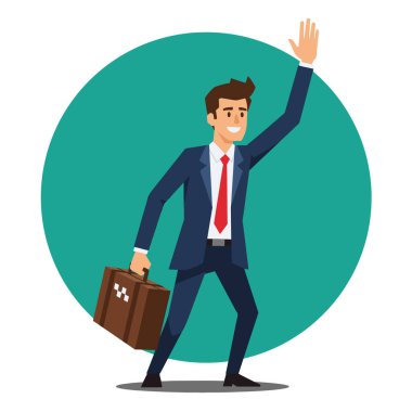 Hevesli İşadamı Bir Taksi Vektörü Resmini Yakalıyor