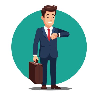 İyi İş Adamları, Evrak Çantası Vektör İllüstrasyonu ile İzleme İzlemesi