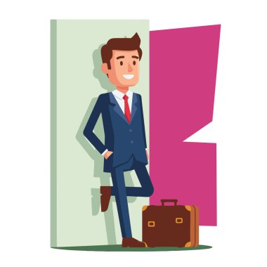 Duvar Vektörü İllüzyonuna Yaslanan Güvenilir İşadamı