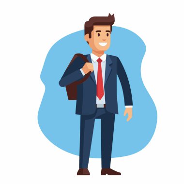 Omuz Çanta Vektörü İllüstrasyonlu Sıradan İşadamı