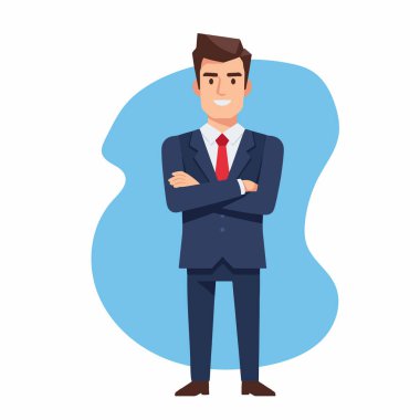 Katlanmış Silah Vektörü İllüstrasyonu 'ndan Kendinden emin İşadamı