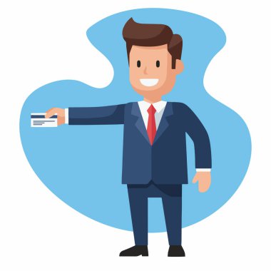 İş Adamı İş Kartı Veren Vektör İllüstrasyonu