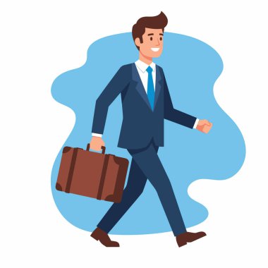 Güvenilir İşadamı Evrak Çantası Vektör Resimleriyle Yürüyor
