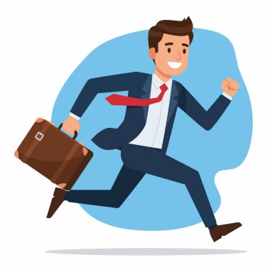 Evrak çantasıyla koşan İşadamının Vektör İllüstrasyonu