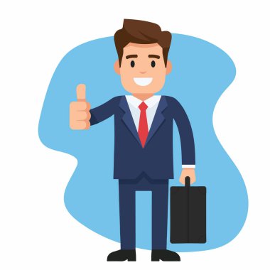 Başarılı İşadamı Vektör Resmini Başparmağıyla Veriyor