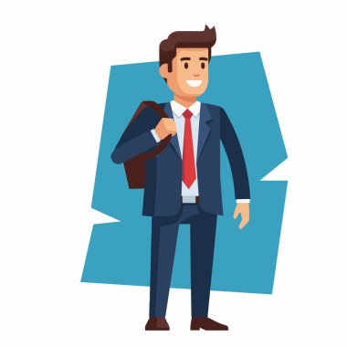 Omuz Çanta Vektörü İllüstrasyonlu Sıradan İşadamı