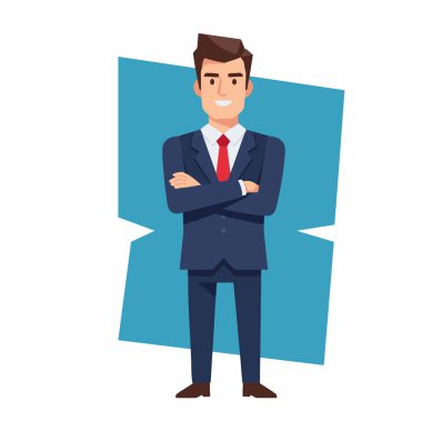 Katlanmış Silah Vektörü İllüstrasyonu 'ndan Kendinden emin İşadamı