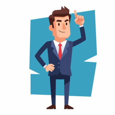 Fikir üreten İşadamı Parmak Vektörü İllüstrasyonu