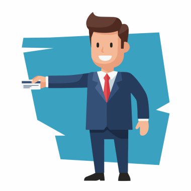 İş Adamı İş Kartı Veren Vektör İllüstrasyonu