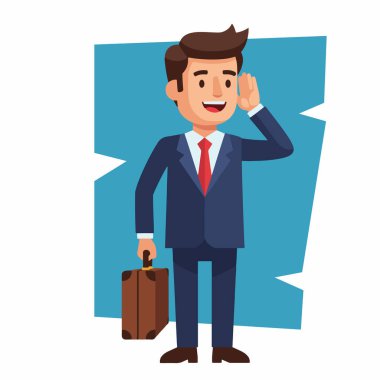 İş Adamı 'nın Kulaktan kulağa Centilmence Dinlenmesi Vektör ResmiName