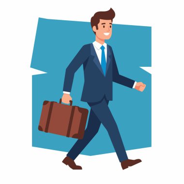 Güvenilir İşadamı Evrak Çantası Vektör Resimleriyle Yürüyor