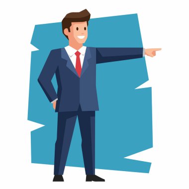 Güvenilir İşadamı İleri Vektör İllüstrasyonunu Gösteriyor