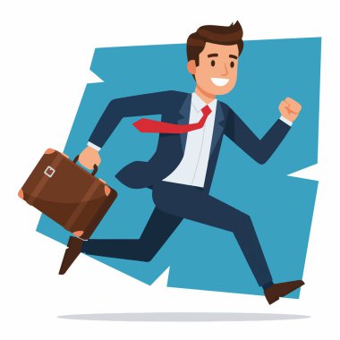 Evrak çantasıyla koşan İşadamının Vektör İllüstrasyonu