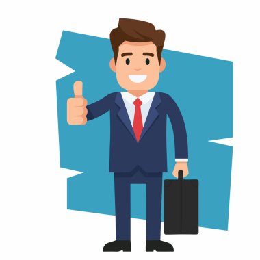 Başarılı İşadamı Vektör Resmini Başparmağıyla Veriyor