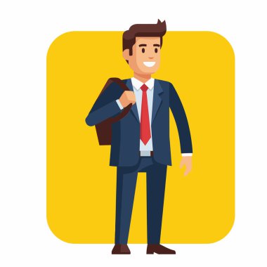 Omuz Çanta Vektörü İllüstrasyonlu Sıradan İşadamı