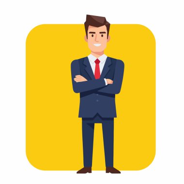 Katlanmış Silah Vektörü İllüstrasyonu 'ndan Kendinden emin İşadamı