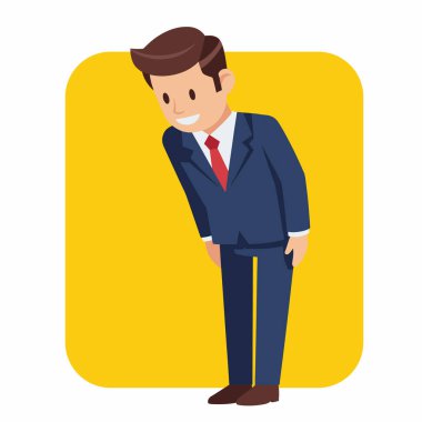 İş Adamı Özür Der veya Selamlama Vektörü İllüstrasyonu