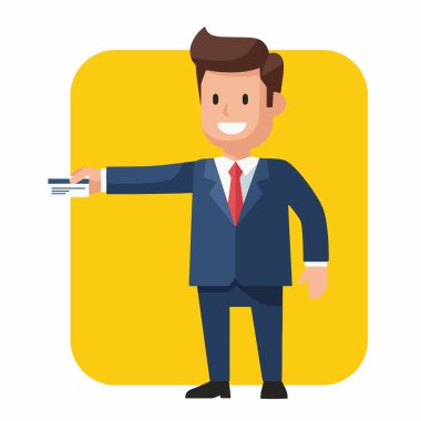 İş Adamı İş Kartı Veren Vektör İllüstrasyonu