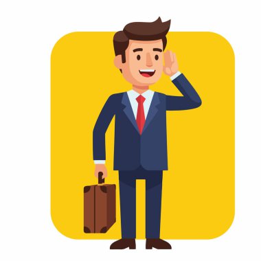 İş Adamı 'nın Kulaktan kulağa Centilmence Dinlenmesi Vektör ResmiName