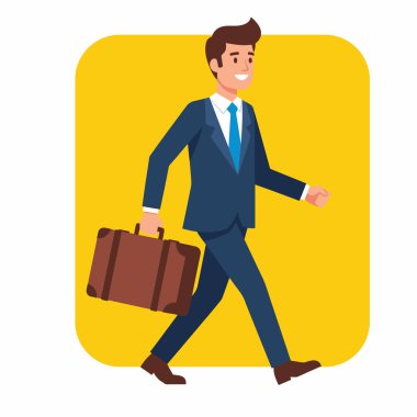 Güvenilir İşadamı Evrak Çantası Vektör Resimleriyle Yürüyor