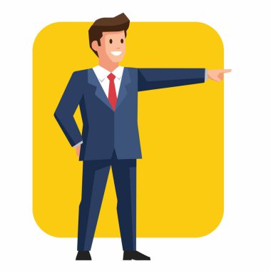 Güvenilir İşadamı İleri Vektör İllüstrasyonunu Gösteriyor