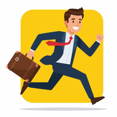 Evrak çantasıyla koşan İşadamının Vektör İllüstrasyonu