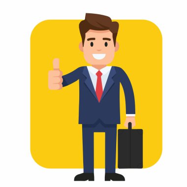 Başarılı İşadamı Vektör Resmini Başparmağıyla Veriyor