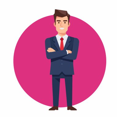 Katlanmış Silah Vektörü İllüstrasyonu 'ndan Kendinden emin İşadamı