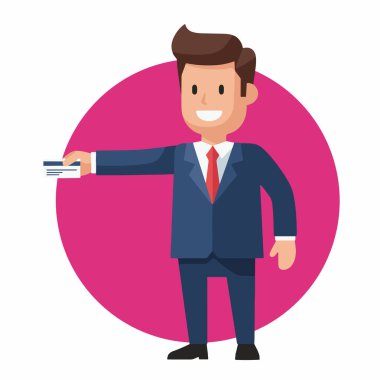 İş Adamı İş Kartı Veren Vektör İllüstrasyonu